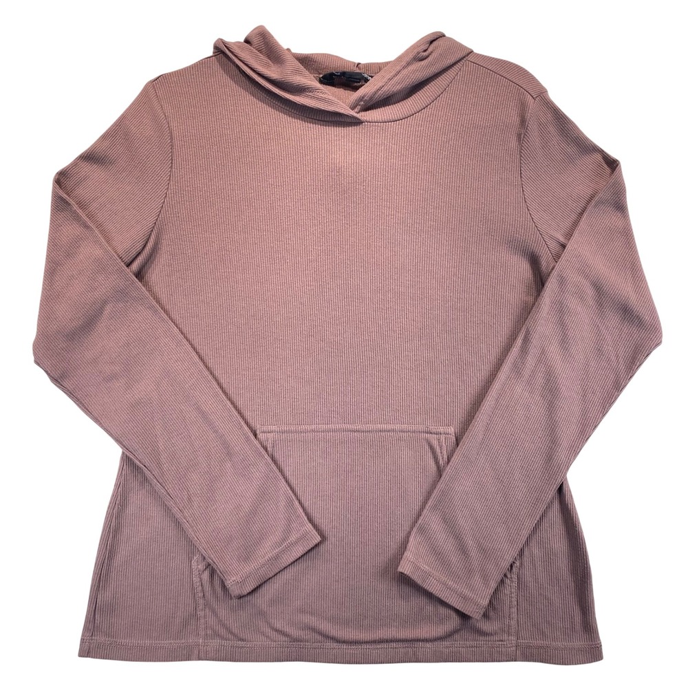Ease of Motion Ribbed Hoodie Pullover Long Sleeve Casual Womens Size Med Mauve
